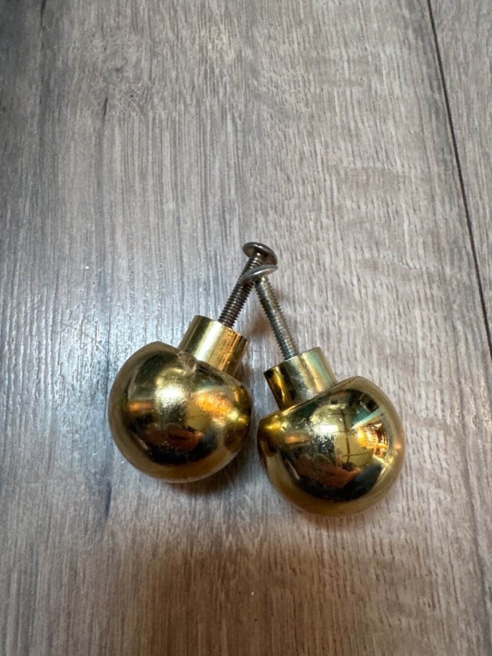 Gold Round Drawer Knobs With Screws Set Of 2 1.5" Diameter Polished Brass Finish